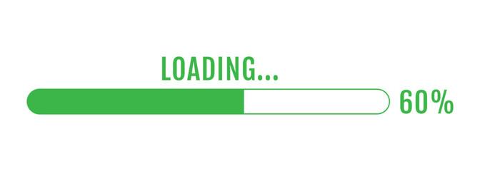 60% Loading, 60% Progress Bar, Progress Loading Bar Vector Illustration