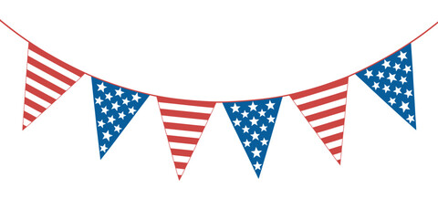Obraz premium Patriotic Bunting Celebrate with Festive American Flag Triangle Banners