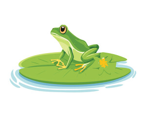 Simple Green Frog on Round Lilypad