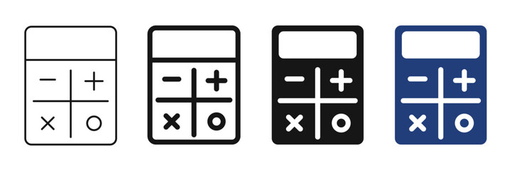 Calculator icon collection with Mathematical Symbols. Editable icon. symbol, logo. Vector