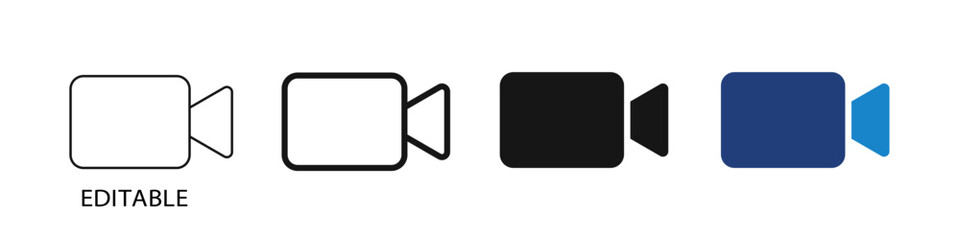 Video Camera icon Collection. Editable video camera icon, silhouette, solid style.