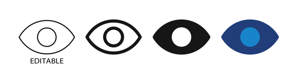 Eye Icon Collection. Editable icon, silhouette, solid. Vector