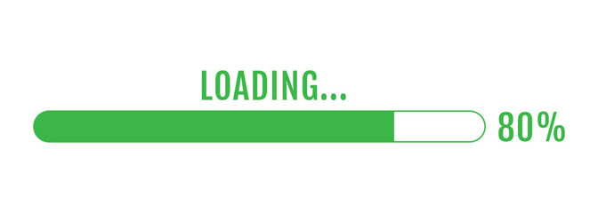 80% Loading, 80% Progress Bar, Progress Loading Bar Vector Illustration