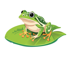 Spotted Frog Resting on Green Leaf