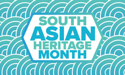 South Asian Heritage Month. Celebrate the diverse cultures and histories of South Asia. Traditional pattern. Creative art poster. Vector illustration