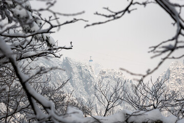 China huangshan mountains in China cityscape view.