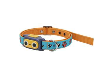 GPS Pet Tracker Collar with Cartoon Design on Black