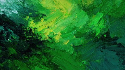 Green and yellow abstract paint strokes creating a textured, colorful, contemporary artistic design