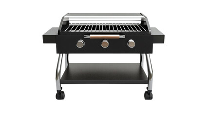 Fototapeta premium • A compact outdoor portable grill with eco-friendly fuel options, isolated on white background in HD 