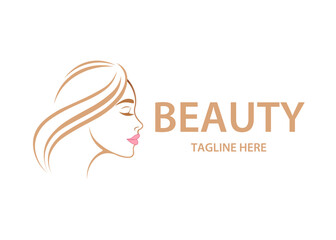 Beauty parlour logo, Woman face vector illustration.