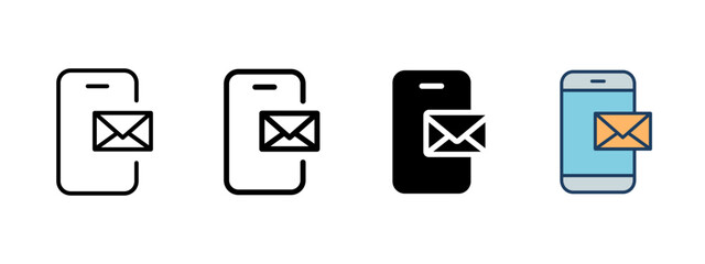 Message icon. Envelope on smartphone screen. New email notification vector illustration. Common in communication and inbox interfaces symbol. Mobile messaging and alert system sign. Email pictogram.