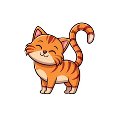 Cute cartoon orange tabby cat illustration isolated on white background