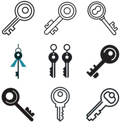 Key Vector Icon Set – Security and Access Symbols Collection