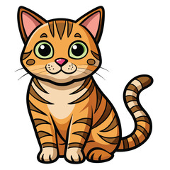 Cute outline tabby cat vector design isolated on white background