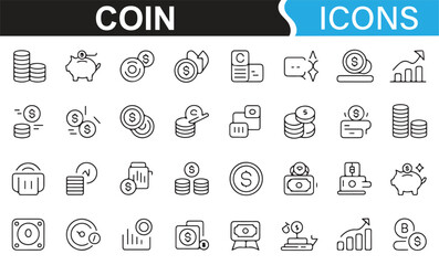 Financial icons showcasing different types of money and economic activities.
