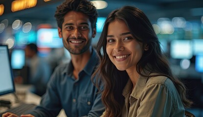 indian students in finance field smiling on site