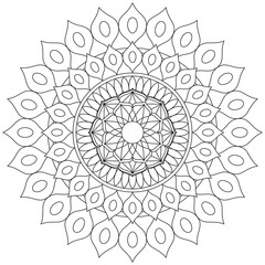 Leaf Flower Petal Coloring Mandala Art Simple Graphic Shape Vector Floral Oriental Outline Vintage Decorative Elements Pattern Illustration Islam Arabic Indian Turkish Mystic Religion Morals Lotus