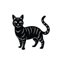 Fototapeta premium Tabby cat silhouette vector design isolated on white background