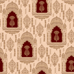 Abstract seamless traditional paisley mughal motif bunch pattern © 1234