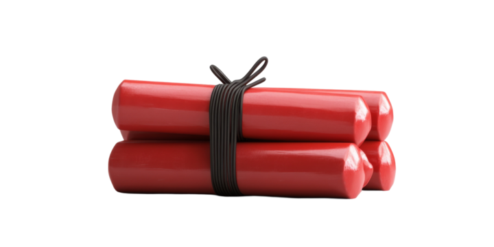 Red dynamite sticks bundle isolated on white background