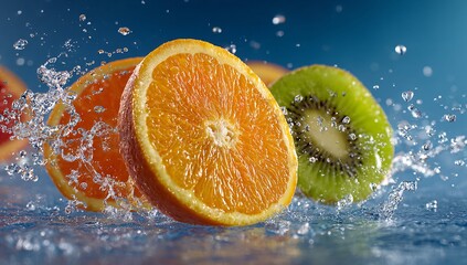 Fresh Citrus & Kiwi Splash in Sparkling Water