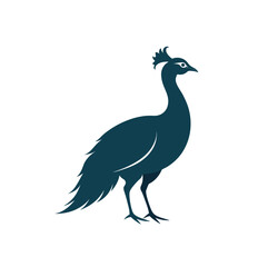 Obraz premium Peahen bird silhouette elegant design isolated on white background