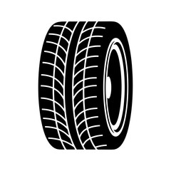 Black rubber wheel tire icon. Automobile wheels silhouette collection.
