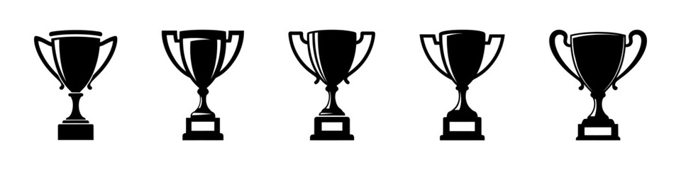 Trophy icons set. Winner prize success achievement reward symbol collection. Vector illustration.