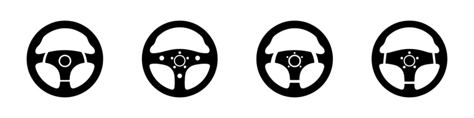 Car Steering wheels icon set. Driving wheel symbol collection.