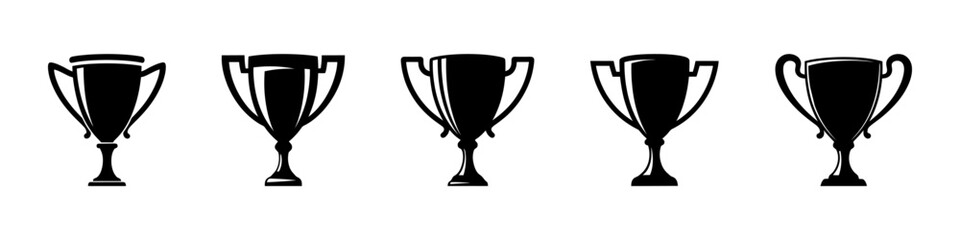 Trophy icons set. Winner prize success achievement reward symbol collection. Vector illustration.