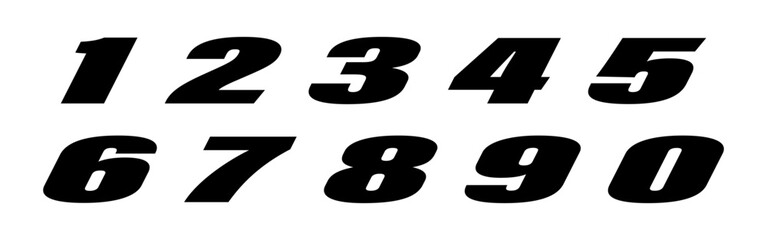 Racing number collection. Set of start racing number.