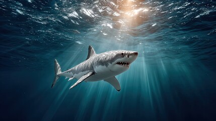 Fototapeta premium Great white shark underwater