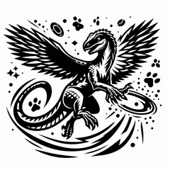 Raptor Leaping Through the Air in a Prehistoric Ambush