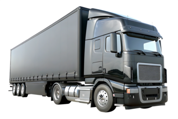  black semi truck  isolated on white background   ,AI GENERATED  PNG