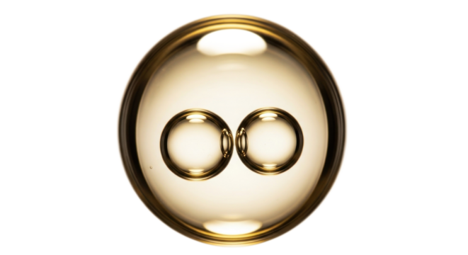 Golden Spherical Shape With Two Internal Spheres Isolated Transparent Background