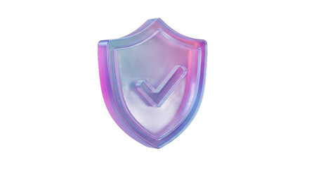 Holographic Shield Icon With Check Mark Symbol On Transparent Background Isolated Transparent Background