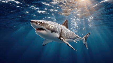 Fototapeta premium Great white shark underwater