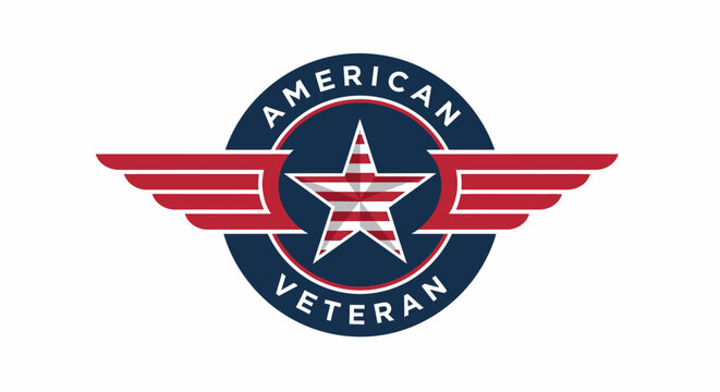American Veteran Emblem: Red-winged Oval Badge with Star