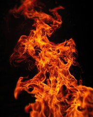 Realistic flames and fiery textures on a black background.
