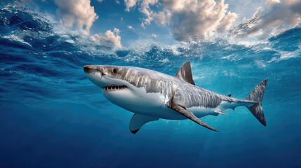 Obraz premium Great white shark underwater ocean