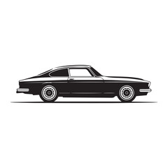 Vintage Car black icon silhouette vector flat illustration design on white background