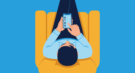 Overhead View of Person Using Smartphone in Armchair