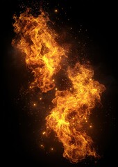 Realistic flames and fiery textures on a black background.