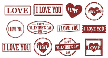 Set of Valentine's Day grunge stamps with various designs