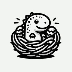 Small Dinosaur Resting Safely in a Prehistoric Nest