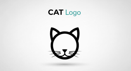 Simple Black Line Art Cat Logo Design