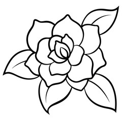 Obraz premium Single Gardenia Flower Minimalist Black Line Art black and white