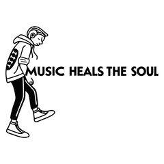 Music Heals the Soul-Music Typography T-Shirt design