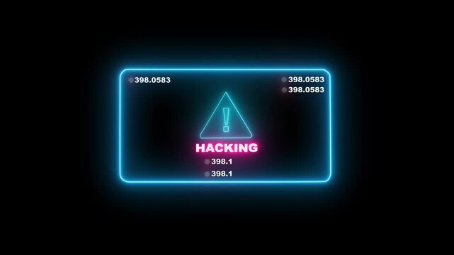 Hacked icon ,Warning hack security breach computer hacking warning message hacked alert Animation. Digital technology 4k video animation and black background. microprocessor connections and data.