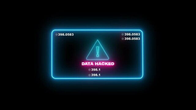  4k video neon animation. Spyware, Malware software. Cyber security cybercrime. Data Encryption breach, virus, information illegal connection, fraud, Dark web, darknet.